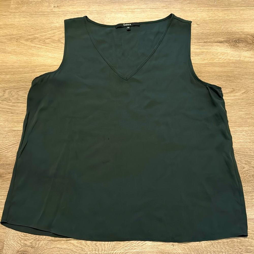Forest green silk shell
